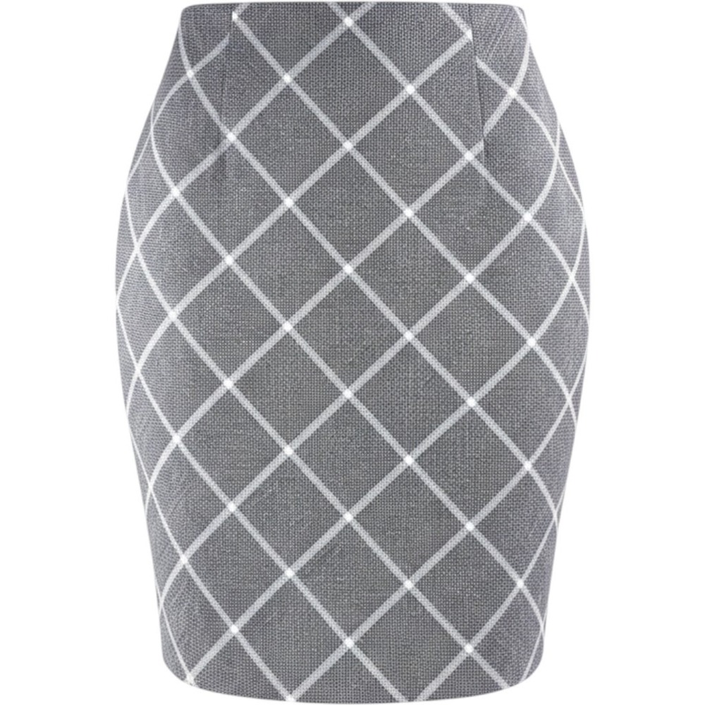 White House Black Market Gray Windowpane Plaid Tweed Pencil Skirt Size 10